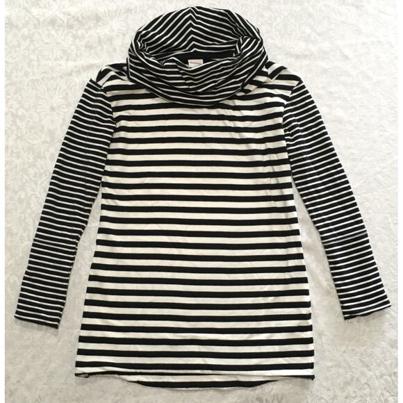 Merona Tops - Merona Cowl Neck Striped Top Size S Tunic Black White Cotton Blend Stretch Knit